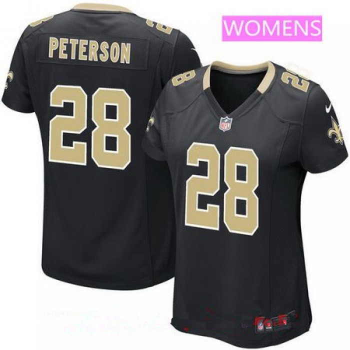 Women's New Orleans Saints #28 Adrian Peterson Nike Black Game Jersey