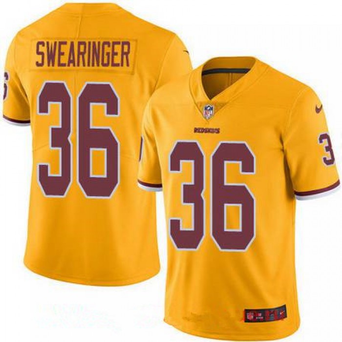 Youth Washington Redskins #36 D.J. Swearinger Gold 2016 Color Rush Stitched NFL Nike Limited Jersey