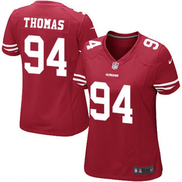 Nike 49ers #94 Solomon Thomas Red Team Color Women's Stitched NFL Elite Jersey