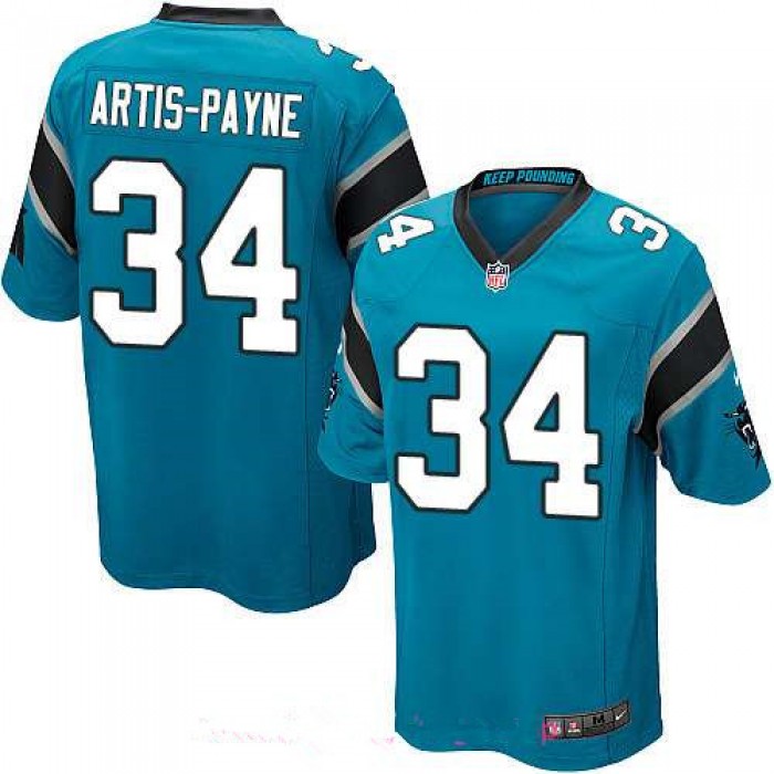 Men's Carolina Panthers #34 Cameron Artis-Payne Light Blue Alternate Stitched NFL Nike Game Jersey