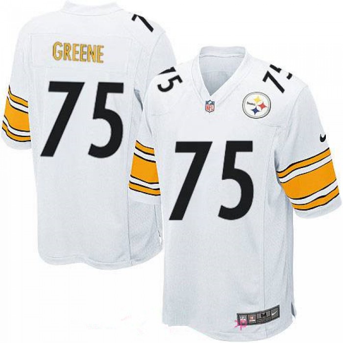 Men's Pittsburgh Steelers #75 Joe Greene White Road Stitched NFL Nike Game Jersey