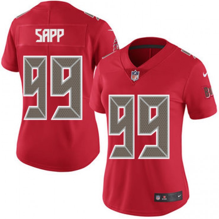 Women's Nike Buccaneers #99 Warren Sapp Red Stitched NFL Limited Rush Jersey