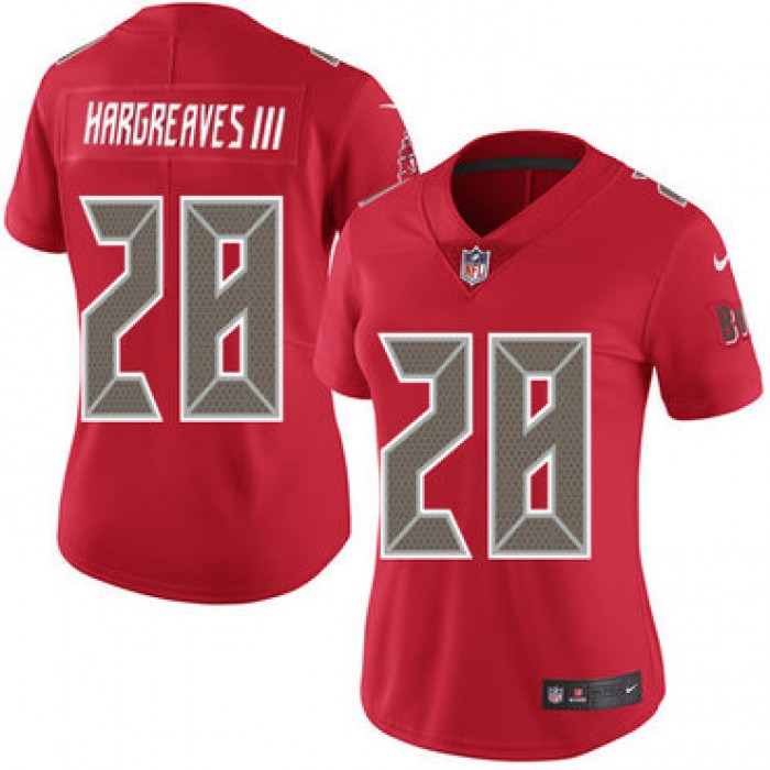 Women's Nike Buccaneers #28 Vernon Hargreaves III Red Stitched NFL Limited Rush Jersey