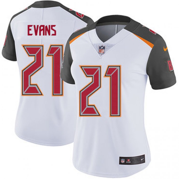 Women's Nike Buccaneers #21 Justin Evans White Stitched NFL Vapor Untouchable Limited Jersey