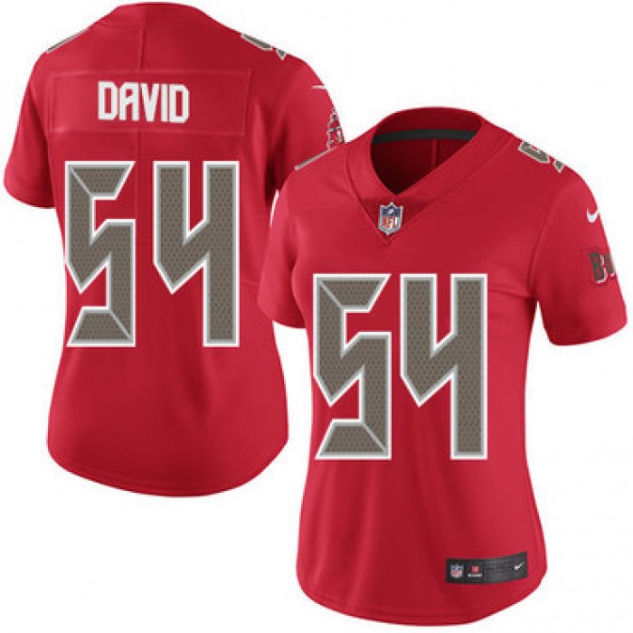 Women's Nike Buccaneers #54 Lavonte David Red Stitched NFL Limited Rush Jersey