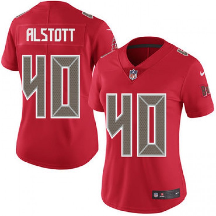 Women's Nike Buccaneers #40 Mike Alstott Red Stitched NFL Limited Rush Jersey