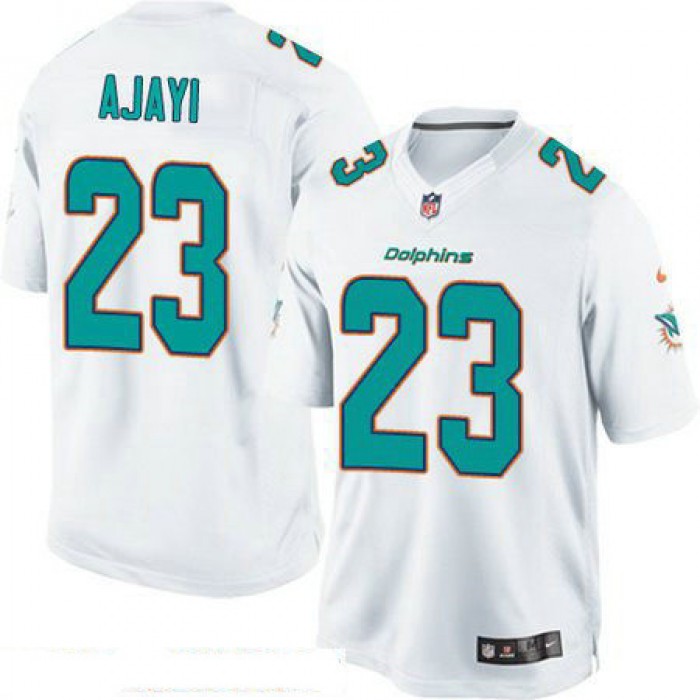 Men's Miami Dolphins #23 Jay Ajayi White Road Stitched NFL Nike Game Jersey