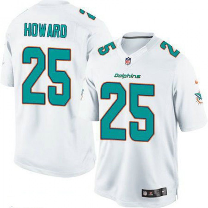 Men's Miami Dolphins #25 Xavien Howard White Road Stitched NFL Nike Game Jersey