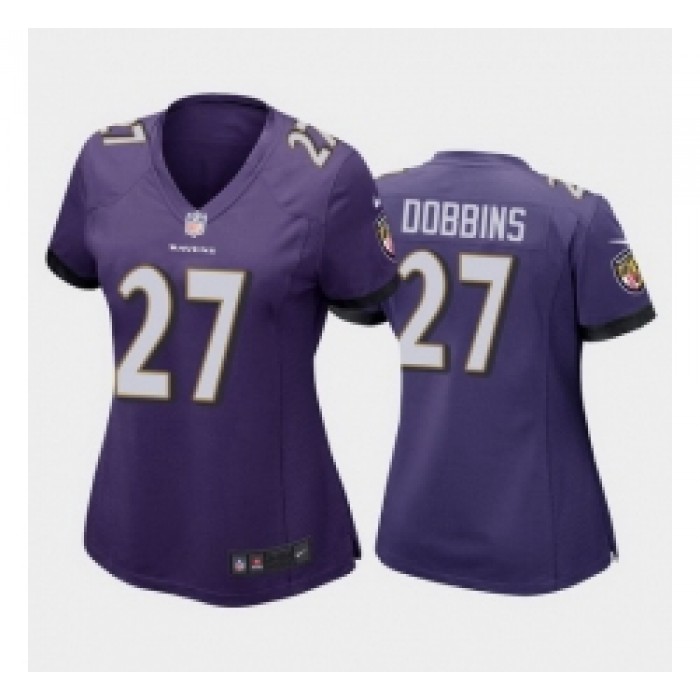 women j.k. dobbins baltimore ravens purple game jersey