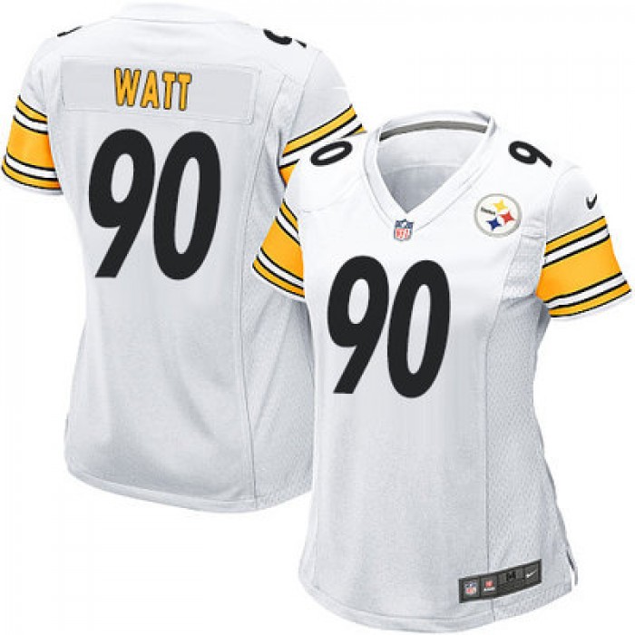 Nike Steelers #90 T. J. Watt White Women's Stitched NFL Elite Jersey