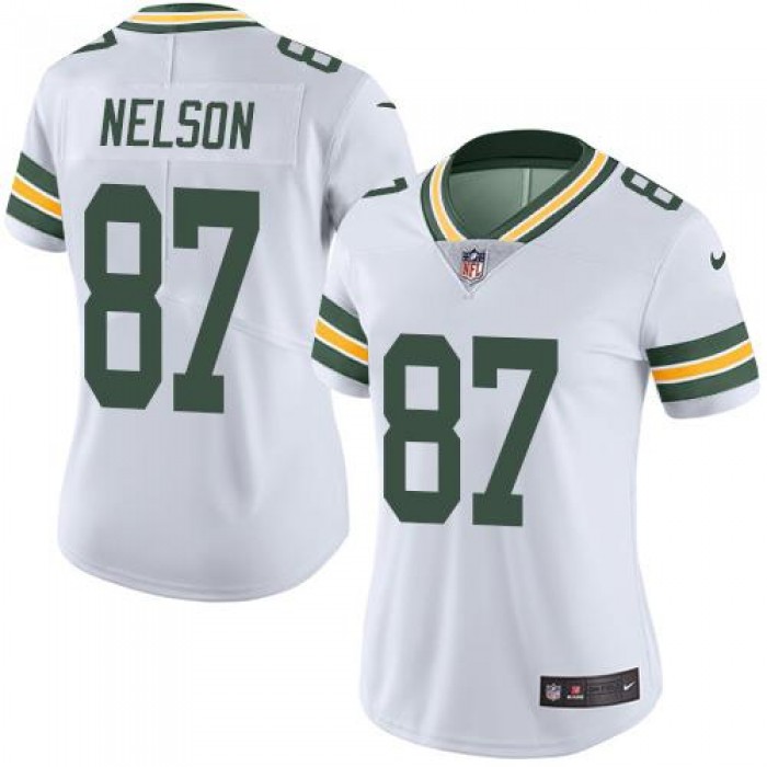 Nike Packers #87 Jordy Nelson White Women's Stitched NFL Limited Rush Jersey