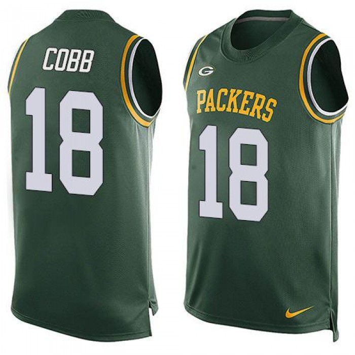 Men's Green Bay Packers #18 Randall Cobb Green Hot Pressing Player Name & Number Nike NFL Tank Top Jersey