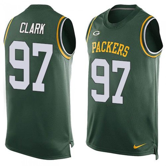 Men's Green Bay Packers #97 Kenny Clark Green Hot Pressing Player Name & Number Nike NFL Tank Top Jersey