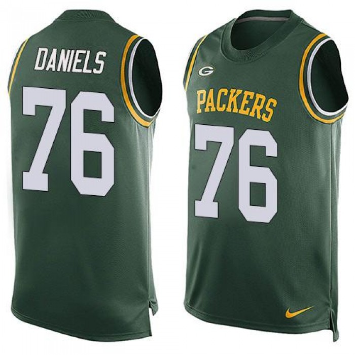 Men's Green Bay Packers #76 Mike Daniels Green Hot Pressing Player Name & Number Nike NFL Tank Top Jersey
