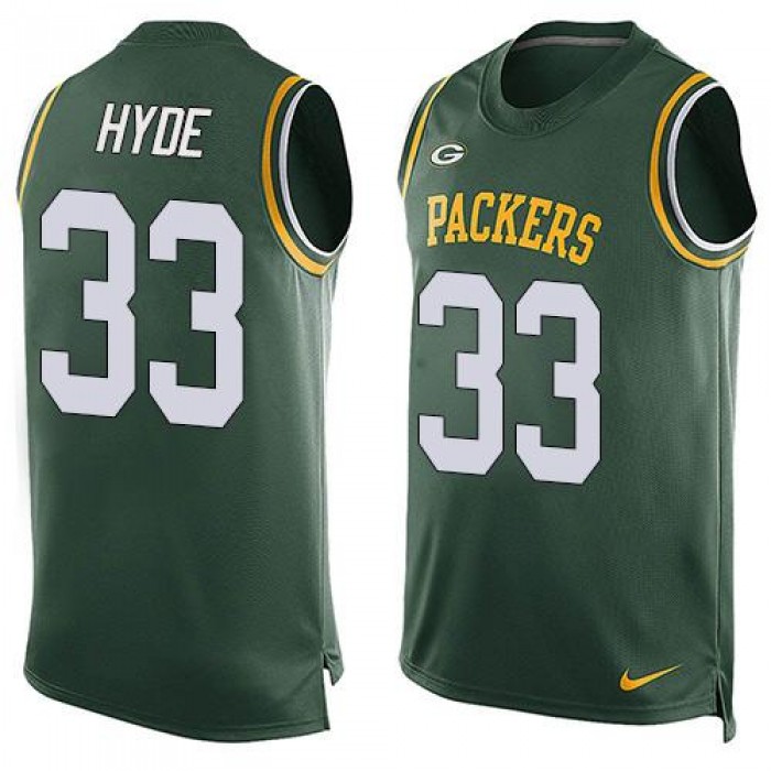 Men's Green Bay Packers #33 Micah Hyde Green Hot Pressing Player Name & Number Nike NFL Tank Top Jersey