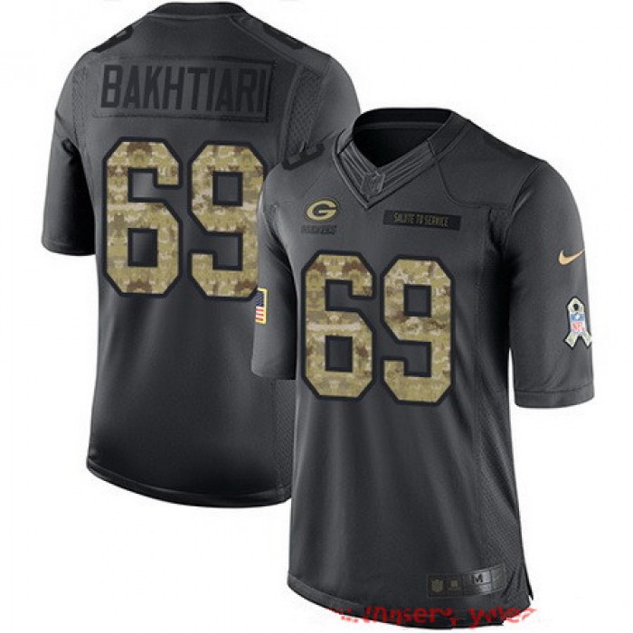 Men's Green Bay Packers #69 David Bakhtiari Black Anthracite 2016 Salute To Service Stitched NFL Nike Limited Jersey