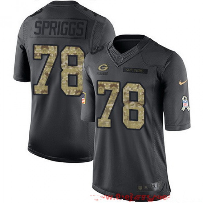 Men's Green Bay Packers #78 Jason Spriggs Black Anthracite 2016 Salute To Service Stitched NFL Nike Limited Jersey