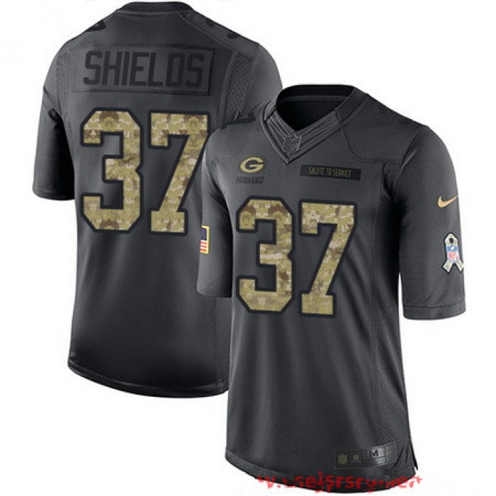 Men's Green Bay Packers #37 Sam Shields Black Anthracite 2016 Salute To Service Stitched NFL Nike Limited Jersey