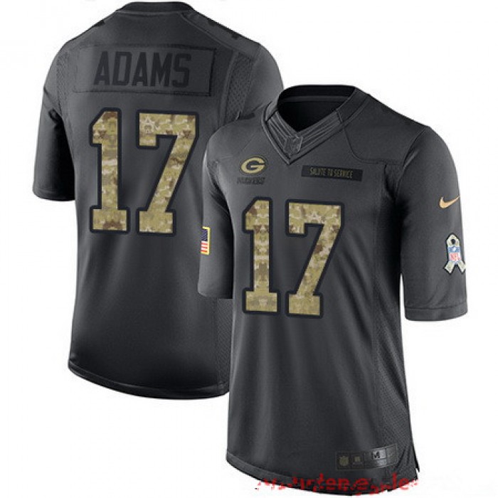 Men's Green Bay Packers #17 Davante Adams Black Anthracite 2016 Salute To Service Stitched NFL Nike Limited Jersey