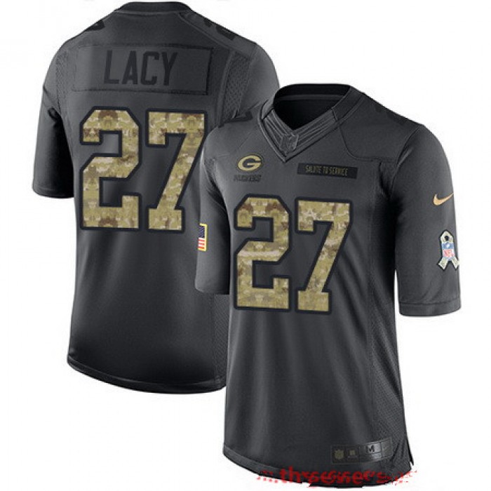 Men's Green Bay Packers #27 Eddie Lacy Black Anthracite 2016 Salute To Service Stitched NFL Nike Limited Jersey