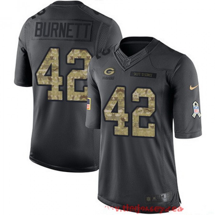 Men's Green Bay Packers #42 Morgan Burnett Black Anthracite 2016 Salute To Service Stitched NFL Nike Limited Jersey