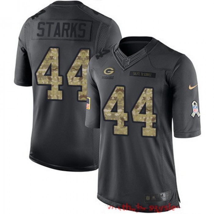 Men's Green Bay Packers #44 James Starks Black Anthracite 2016 Salute To Service Stitched NFL Nike Limited Jersey