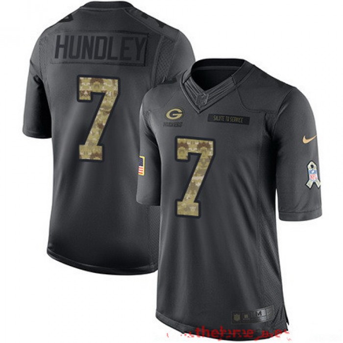 Men's Green Bay Packers #7 Brett Hundley Black Anthracite 2016 Salute To Service Stitched NFL Nike Limited Jersey