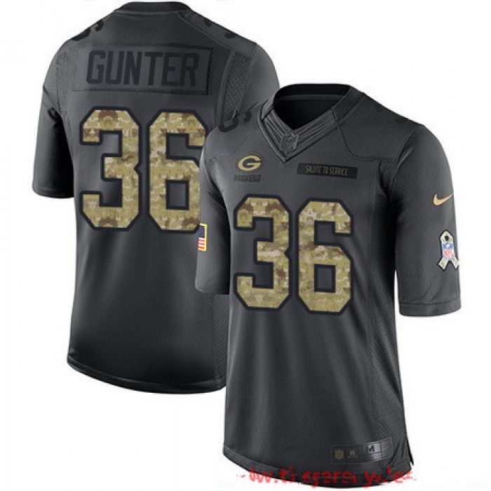 Men's Green Bay Packers #36 LaDarius Gunter Black Anthracite 2016 Salute To Service Stitched NFL Nike Limited Jersey