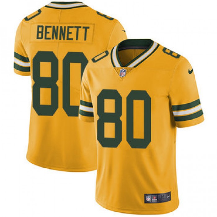 Nike Green Bay Packers #80 Martellus Bennett Yellow Men's Stitched NFL Limited Rush Jersey