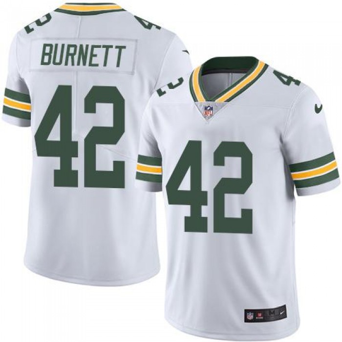 Nike Green Bay Packers #42 Morgan Burnett White Men's Stitched NFL Vapor Untouchable Limited Jersey