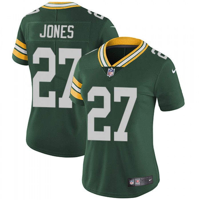 Women's Nike Packers #27 Josh Jones Green Team Color Stitched NFL Vapor Untouchable Limited Jersey