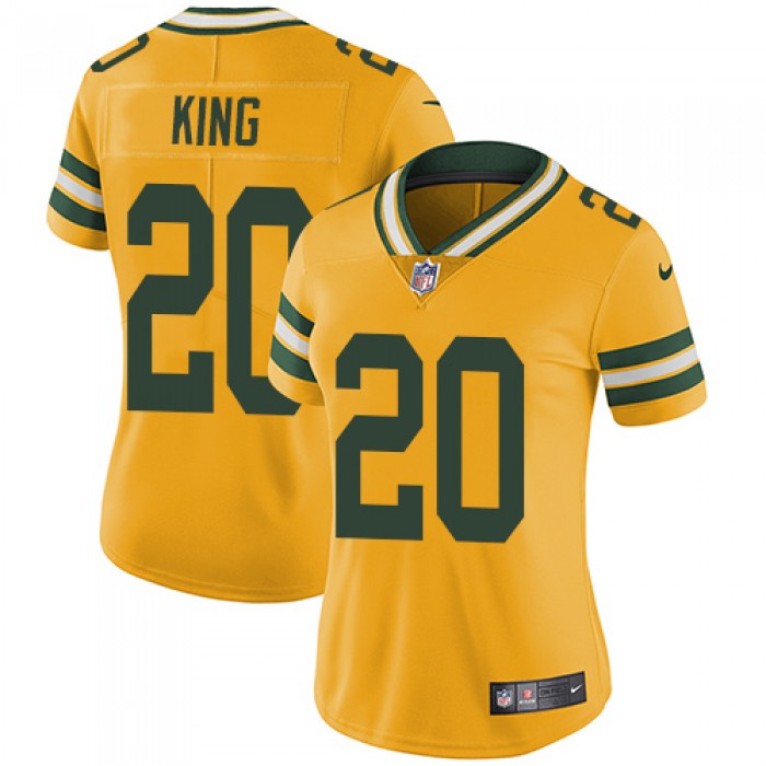 Women's Nike Packers #20 Kevin King Yellow Stitched NFL Limited Rush Jersey