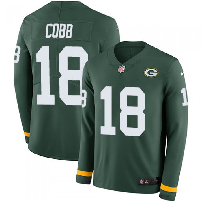 Nike Packers 18 Randall Cobb Green Team Color Men's Stitched NFL Limited Therma Long Sleeve Jersey