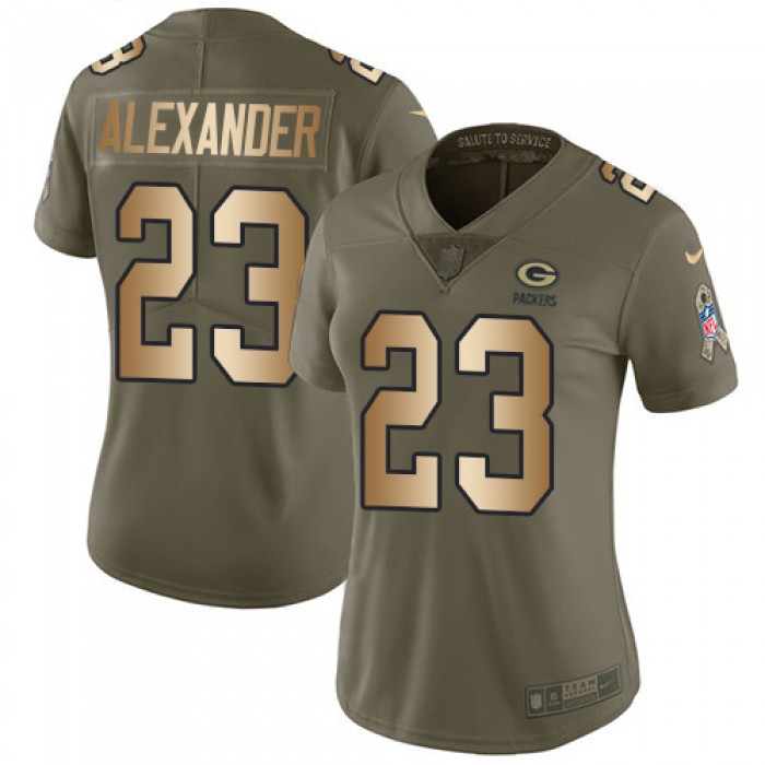 Nike Packers #23 Jaire Alexander Olive Gold Women's Stitched NFL Limited 2017 Salute to Service Jersey