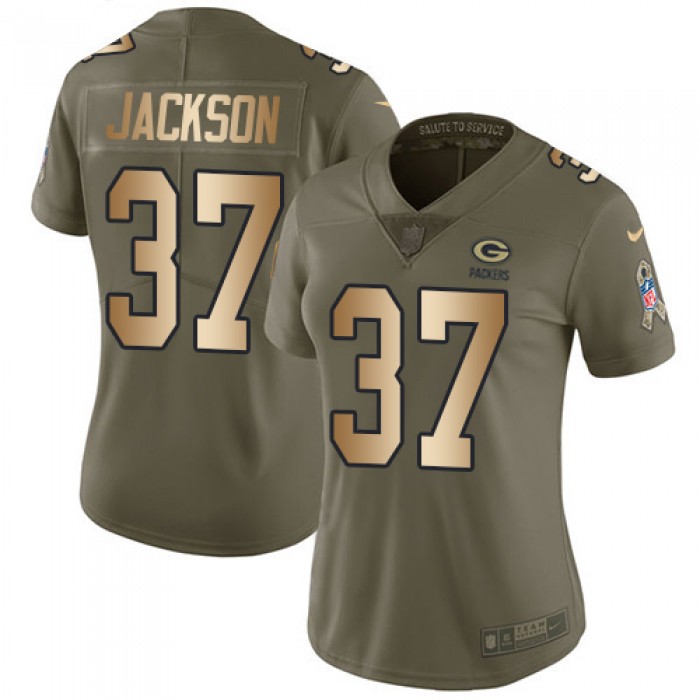 Nike Packers #37 Josh Jackson Olive Gold Women's Stitched NFL Limited 2017 Salute to Service Jersey