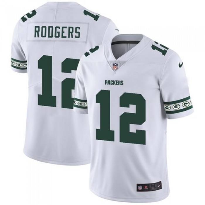 Green Bay Packers #12 Aaron Rodgers Nike White Team Logo Vapor Limited NFL Jersey