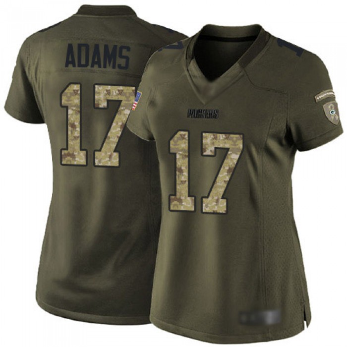 Packers #17 Davante Adams Green Women's Stitched Football Limited 2015 Salute to Service Jersey