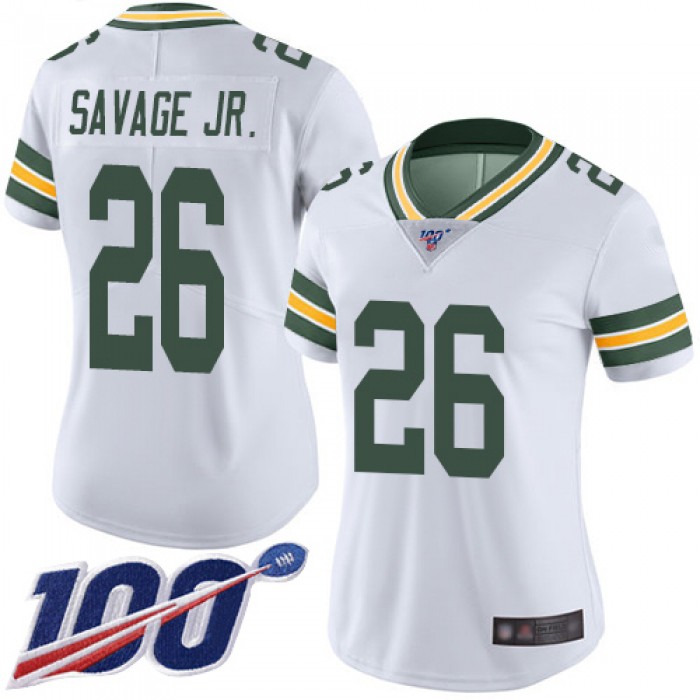 Nike Packers #26 Darnell Savage Jr. White Women's Stitched NFL 100th Season Vapor Limited Jersey