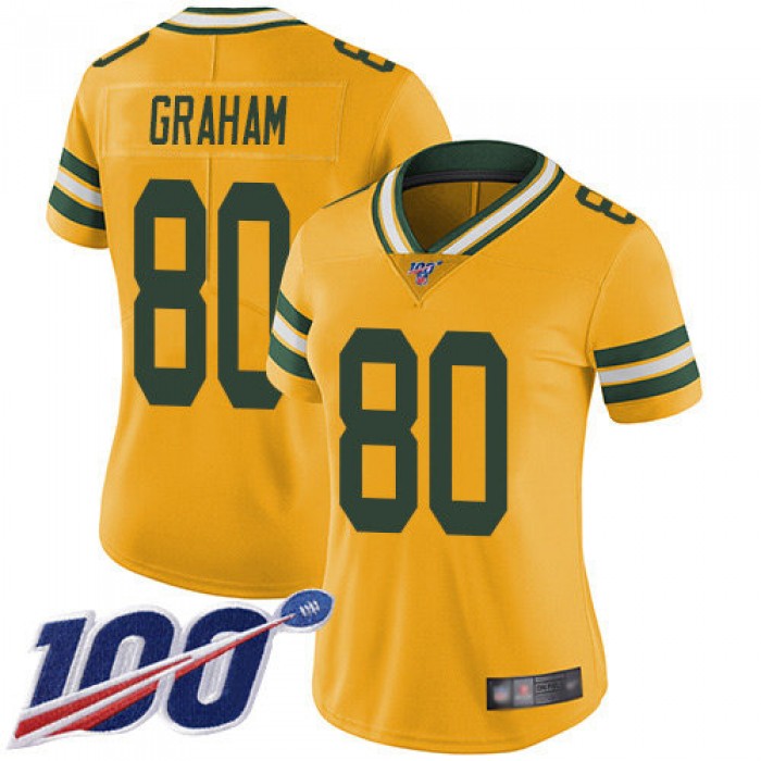 Nike Packers #80 Jimmy Graham Yellow Women's Stitched NFL Limited Rush 100th Season Jersey