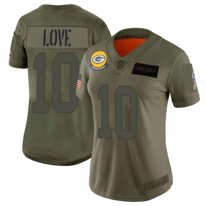 Women's Green Bay Packers #10 Jordan Love Camo Limited 2019 Salute to Service Jersey