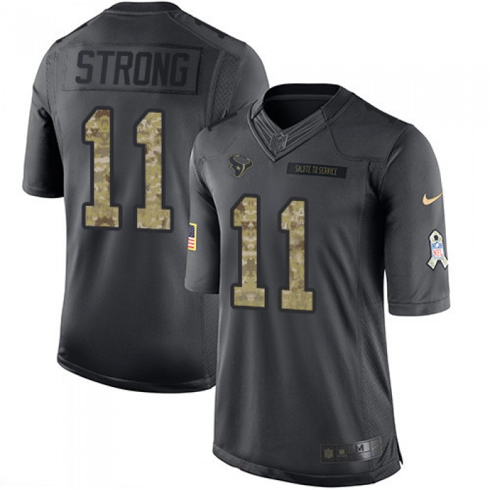 Men's Houston Texans #11 Jaelen Strong Black Anthracite 2016 Salute To Service Stitched NFL Nike Limited Jersey
