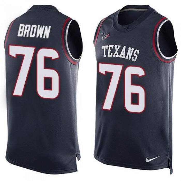 Men's Houston Texans #76 Duane Brown Navy Blue Hot Pressing Player Name & Number Nike NFL Tank Top Jersey