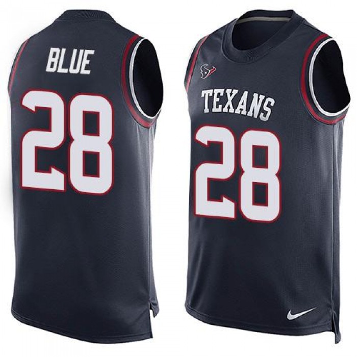 Men's Houston Texans #28 Alfred Blue Navy Blue Hot Pressing Player Name & Number Nike NFL Tank Top Jersey