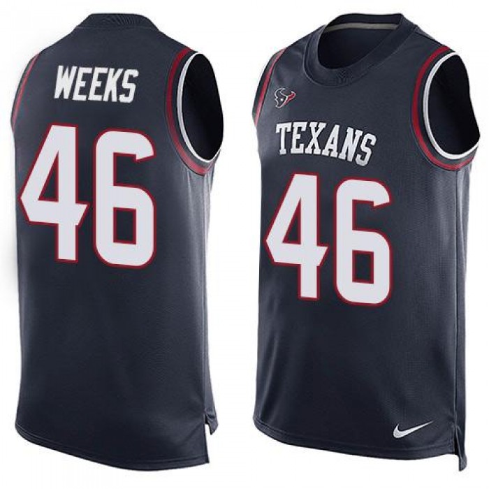 Men's Houston Texans #46 Jon Weeks Navy Blue Hot Pressing Player Name & Number Nike NFL Tank Top Jersey