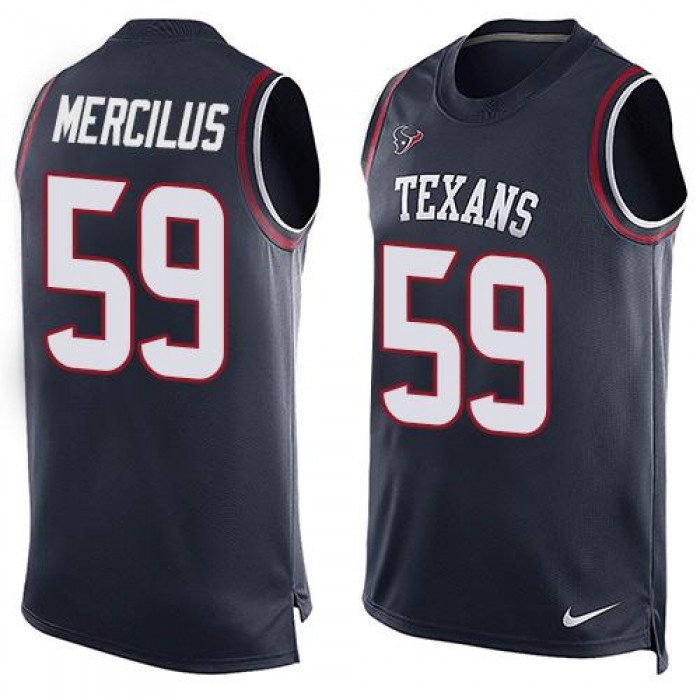 Men's Houston Texans #59 Whitney Mercilus Navy Blue Hot Pressing Player Name & Number Nike NFL Tank Top Jersey
