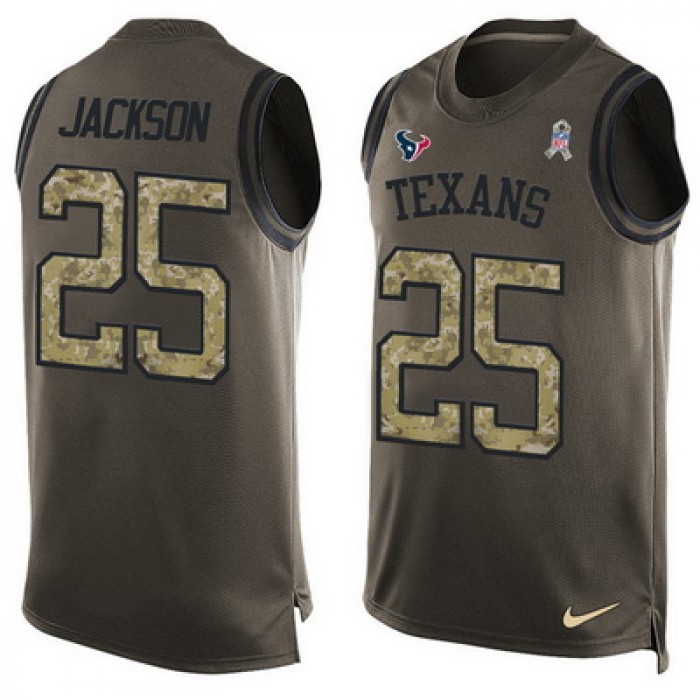Men's Houston Texans #25 Kareem Jackson Green Salute to Service Hot Pressing Player Name & Number Nike NFL Tank Top Jersey