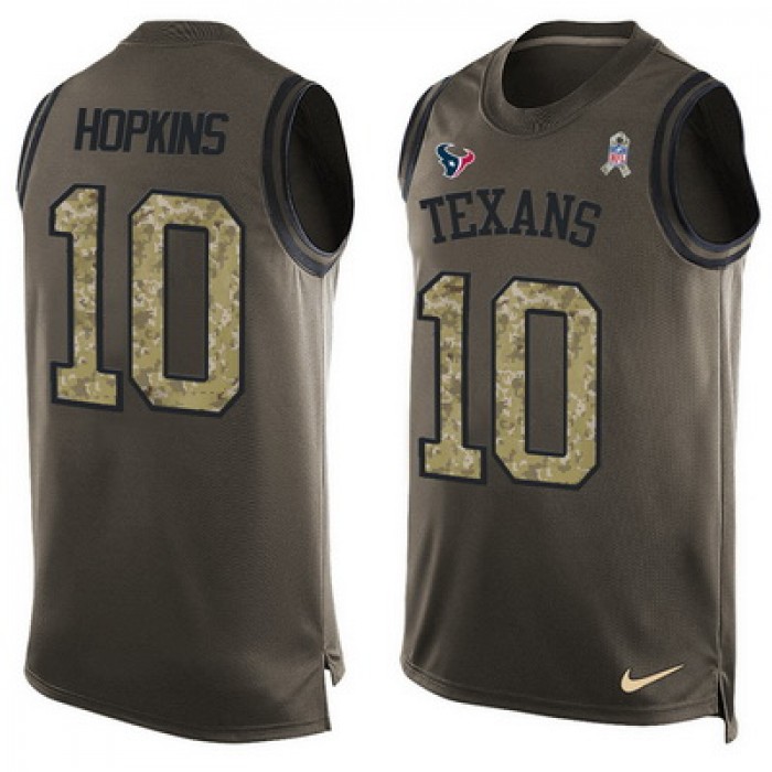 Men's Houston Texans #10 DeAndre Hopkins Green Salute to Service Hot Pressing Player Name & Number Nike NFL Tank Top Jersey