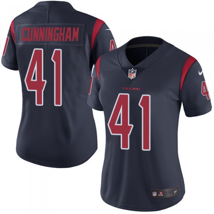 Women's Nike Texans #41 Zach Cunningham Navy Blue Stitched NFL Limited Rush Jersey