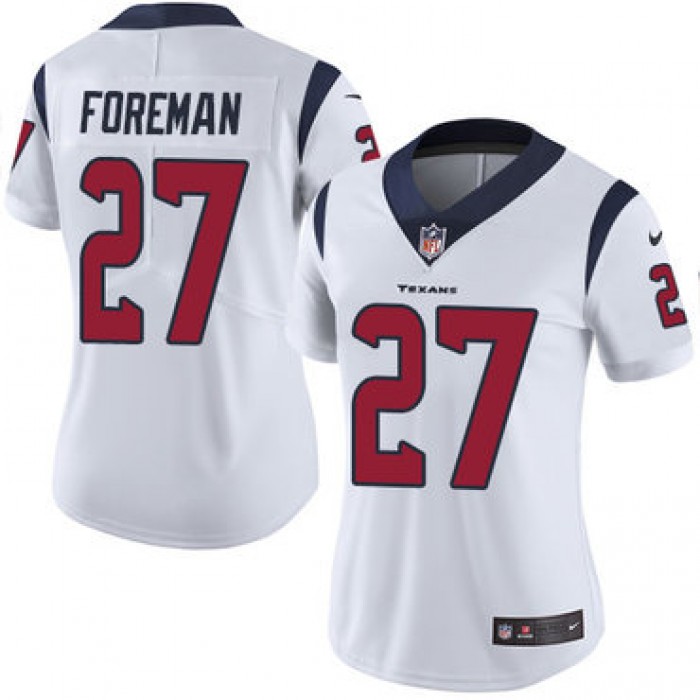 Women's Nike Texans #27 D'Onta Foreman White Stitched NFL Vapor Untouchable Limited Jersey