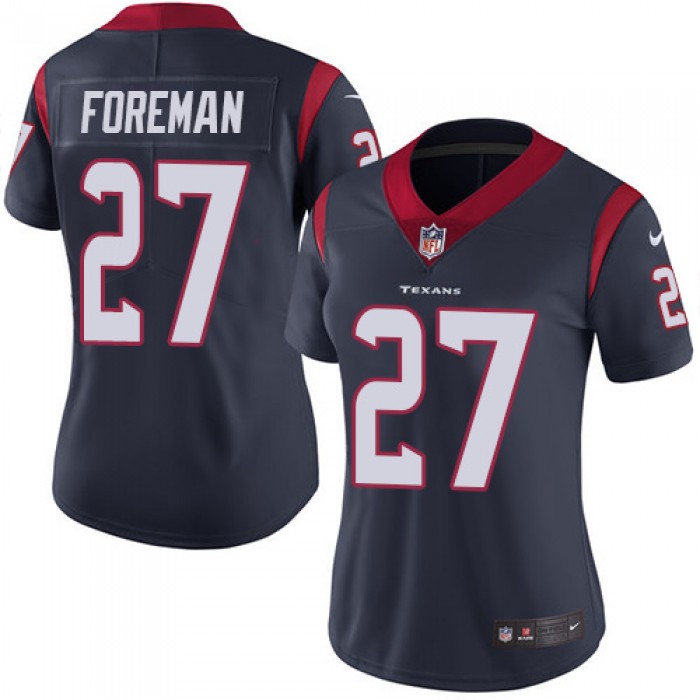 Women's Nike Texans #27 D'Onta Foreman Navy Blue Team Color Stitched NFL Vapor Untouchable Limited Jersey